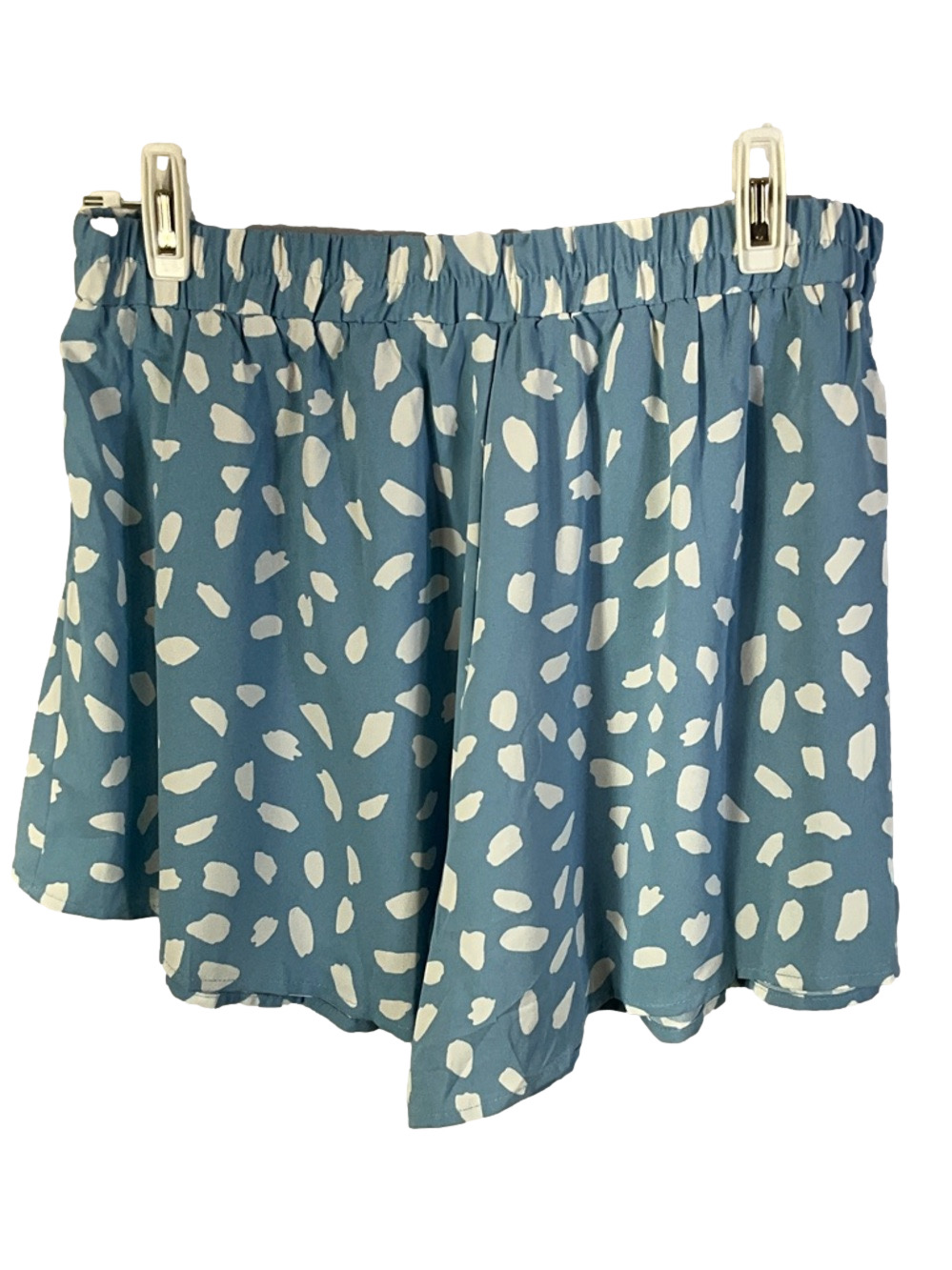 Umgee Lightweight Elastic Waist Blue and White Polka Dot Print Shorts Size 1XL